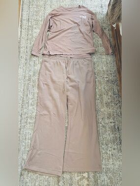 PINK Victoria's Secret Tan Wide Leg Lounge Pants